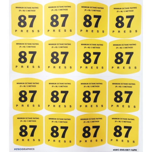 Petrographics Decal: 87 Octane 16 Pack - Fast Shipping