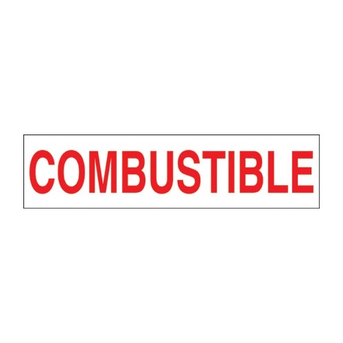 PI Decal: Combustible, 12"x 3", Red on White - Fast Shipping