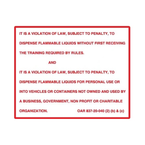 PI Decal: Violation To Dispense, Red on White - Fast Shipping